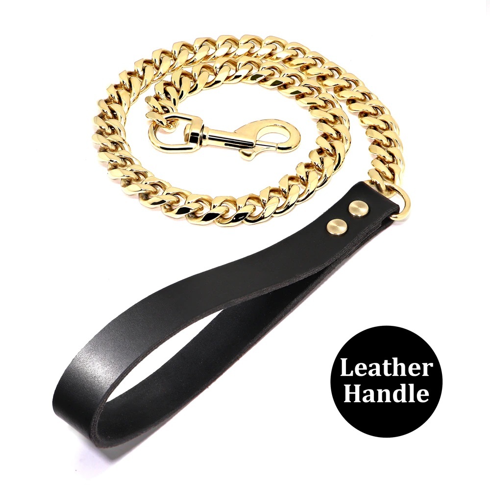 20mm Wide Gold Pinch Chain Elegant & Stylish Dog Collar Cuban Link Choke Design - Picture 85 of 90