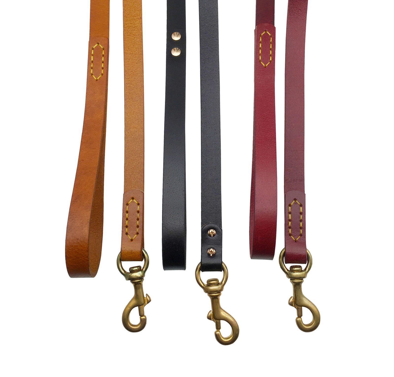 Red, Black, Yellow Leather Dog Leads