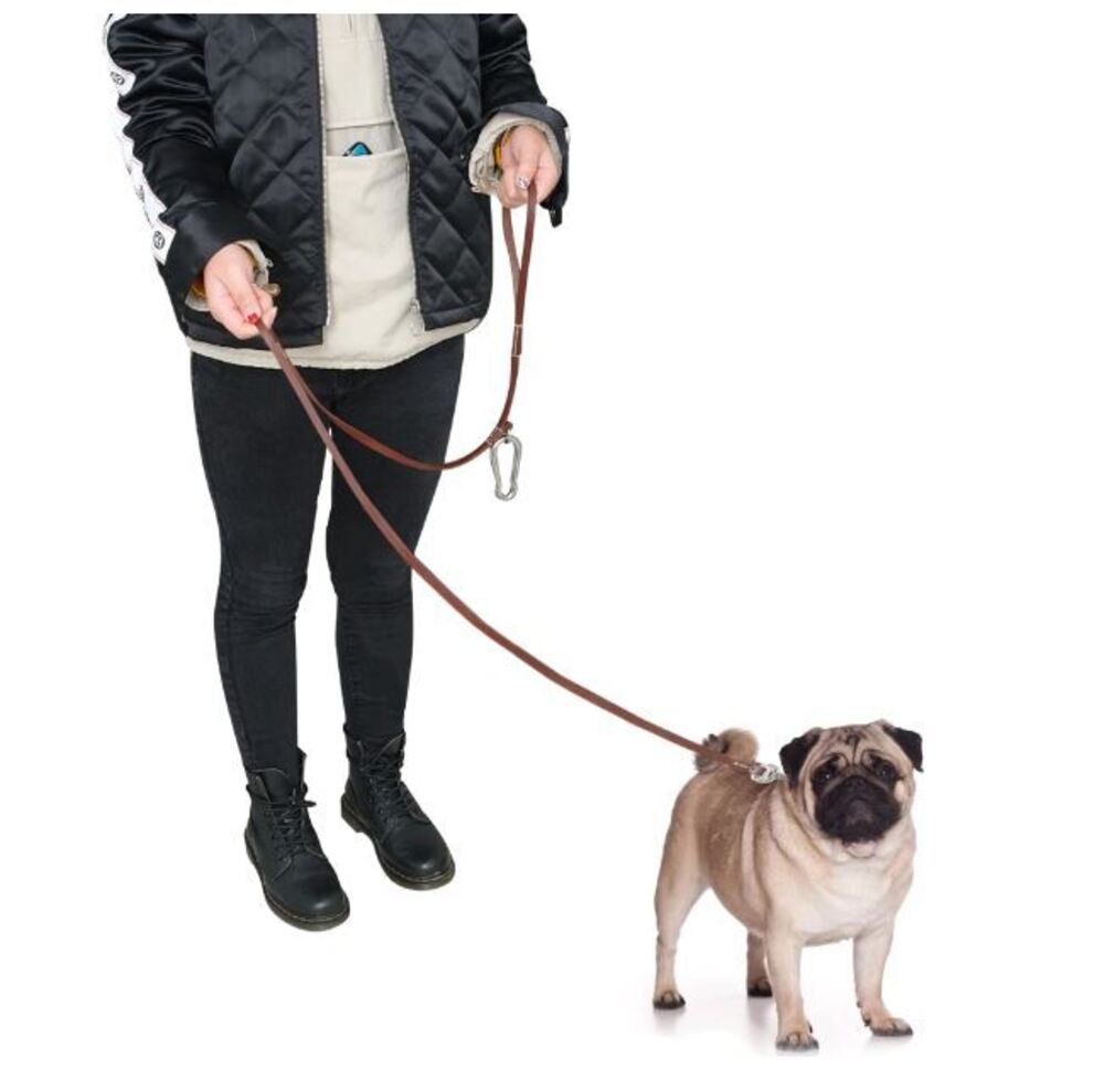 Genuine Leather Dog Leash - Self Tether Clip