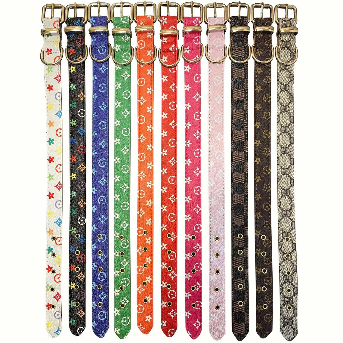 Mono Dog Collars Colourful PU Leather Elegant Luxury Styles - Picture 16 of 89