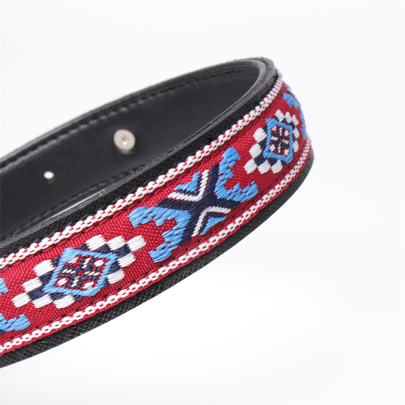 Native American Leather Dog Collar Navajo Traditional Weave Genuine