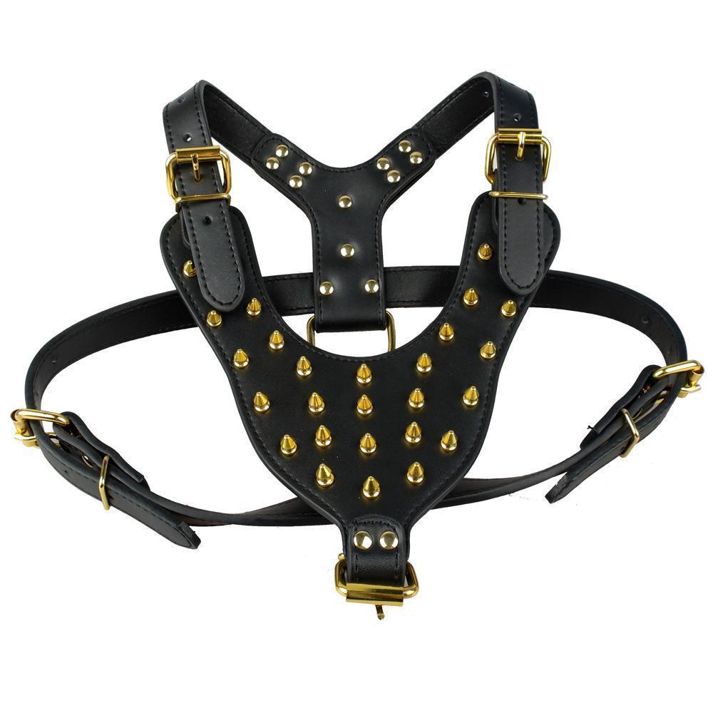 Dog Gold Bully Harness Collar Leash Set for Large Dogs *Big Dog Chain Leash* - Picture 11 of 13