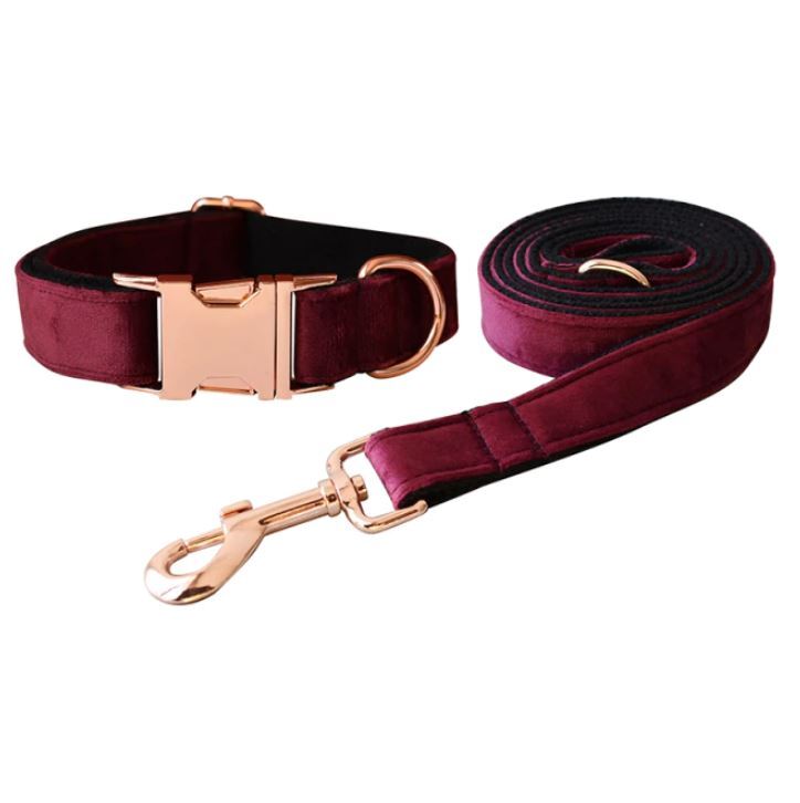 Luxury Dog Velvet Bow Tie, Collar and Leash Set - Perfect Pet Christmas Gift - Picture 34 of 52