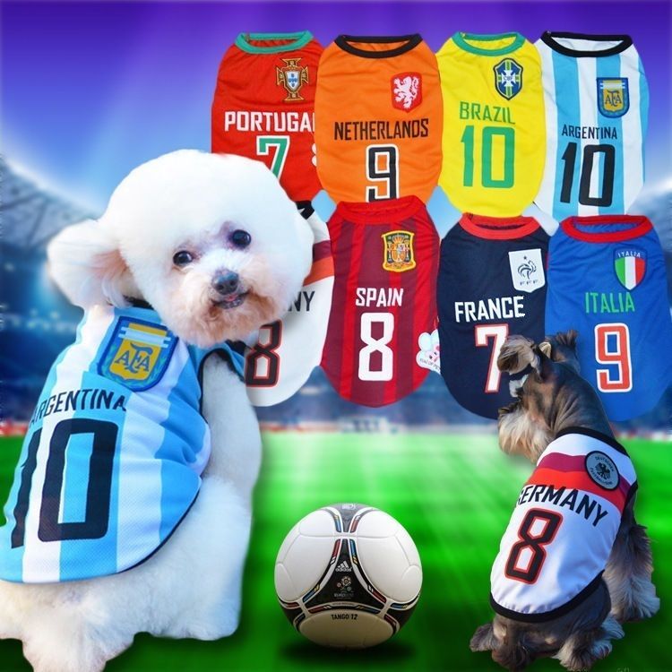 Pet Dog 2019 World Cup Vest Puppy Mesh T-shirt Football Soccer Team Uniform 