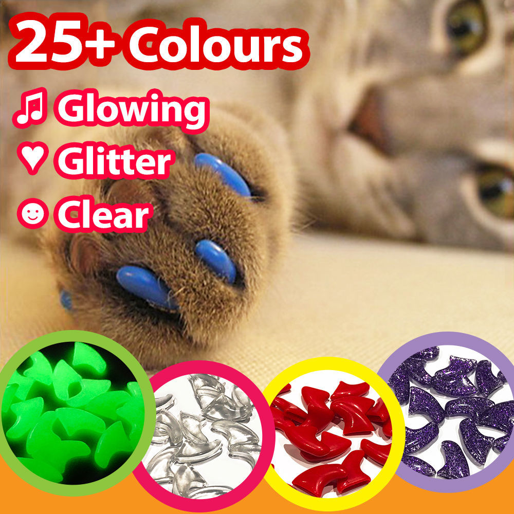 Paw Paw Pet|colorful Cat Nail Caps 20-pack With Adhesive - Soft Paws For  Grooming