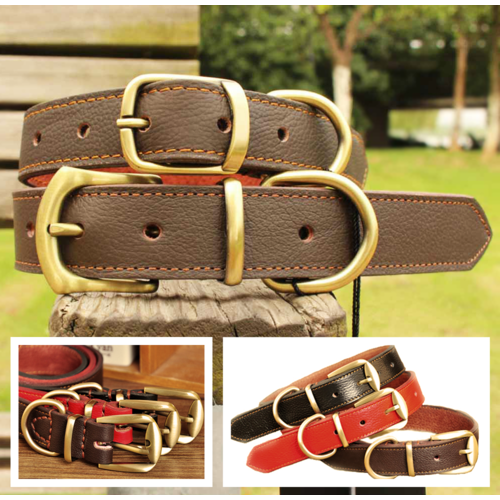 Leather Dog Collar - Sturdy Brass Buckle