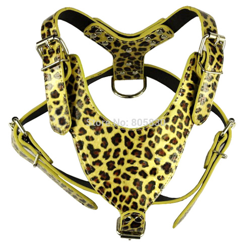 Gold Lepoard Print Dog Harness for Medium sized Dogs