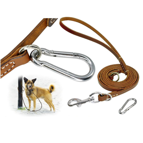 Genuine Leather Dog Lead - Self Tether Clip
